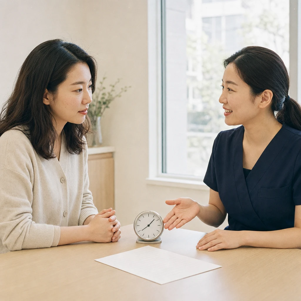 시술 시간과 비용 항목을 상담에서 확인하는 장면